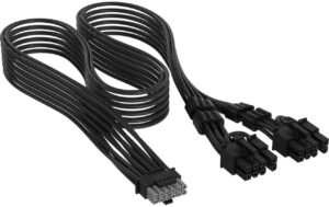 PSU Zub. Corsair PCIe 12V-2x6/2x 8-pin Schwarz, sleeved, 600W