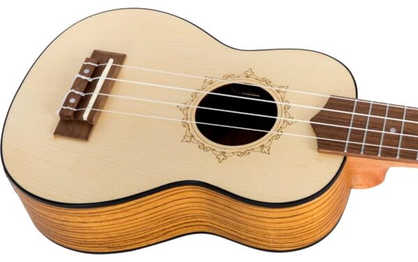 1990887_2 - Mediatech Flight Ukulele Soprano Spruce/Zebrano CEQ Ukulele, Gigbag, PU