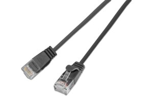 SLIM Patchkabel: U/UTP, 50cm, schwarz Cat.6A, LSOH, Klinke nicht brechbar, 3.6mm