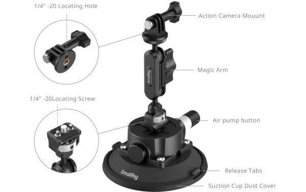 1993174_4 - Mediatech SmallRig 4.5 Suction Cup Mount for Action Cameras