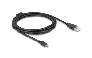 Delock USB2 Kabel A-MiniB, 3.0m, schwarz für USB2.0 Geräte, 480 Mbps