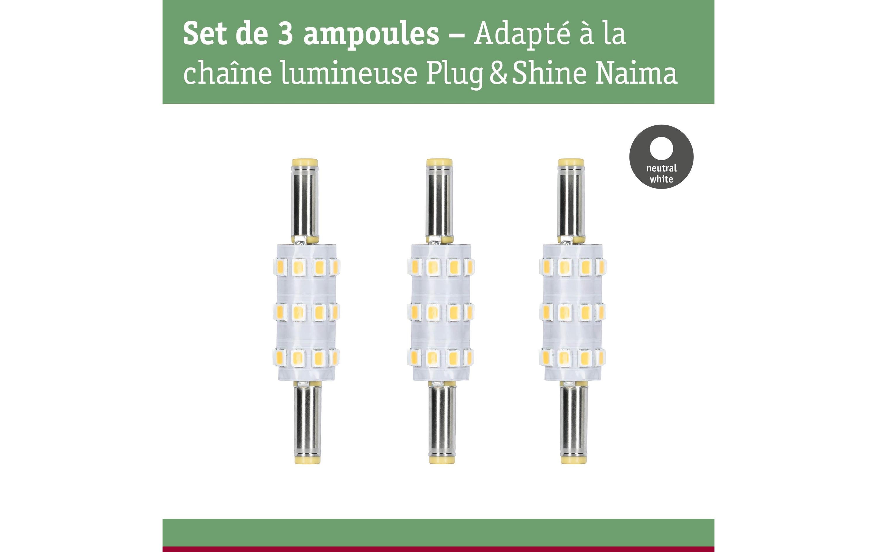 1993267_1 - Mediatech Plug & Shine LED Stecksockel Naima Ersatz Ersatzleuchtmittel 3er-Set 4000K 100lm