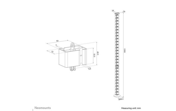 1993542_4 - Mediatech Neomounts Cable Spine Organizer for sit/stand desk frames