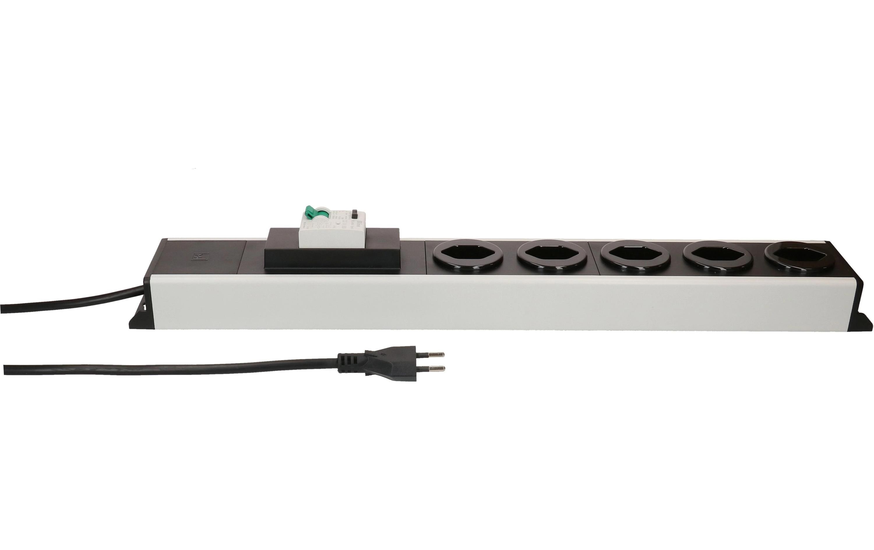 1993594_1 - Mediatech Steckdosenleiste Power Line 5x Typ 13 gr/sw FI 30mA / 10A 1.5m