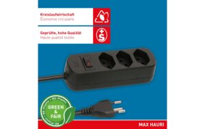 Steckdosenleiste Basic Line 3x Typ 13 sz sw Schalter 1.5m Green+Fair