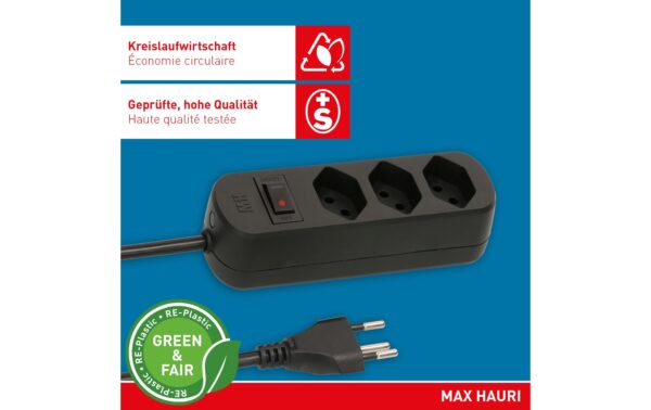 Steckdosenleiste Basic Line 3x Typ 13 sz sw Schalter 1.5m Green+Fair