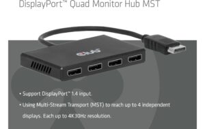 1995954_3 - Mediatech Club 3D, MST Hub DP 4x 4K30Hz Quad Monitor Hub