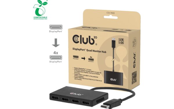 1995954_6 - Mediatech Club 3D, MST Hub DP 4x 4K30Hz Quad Monitor Hub