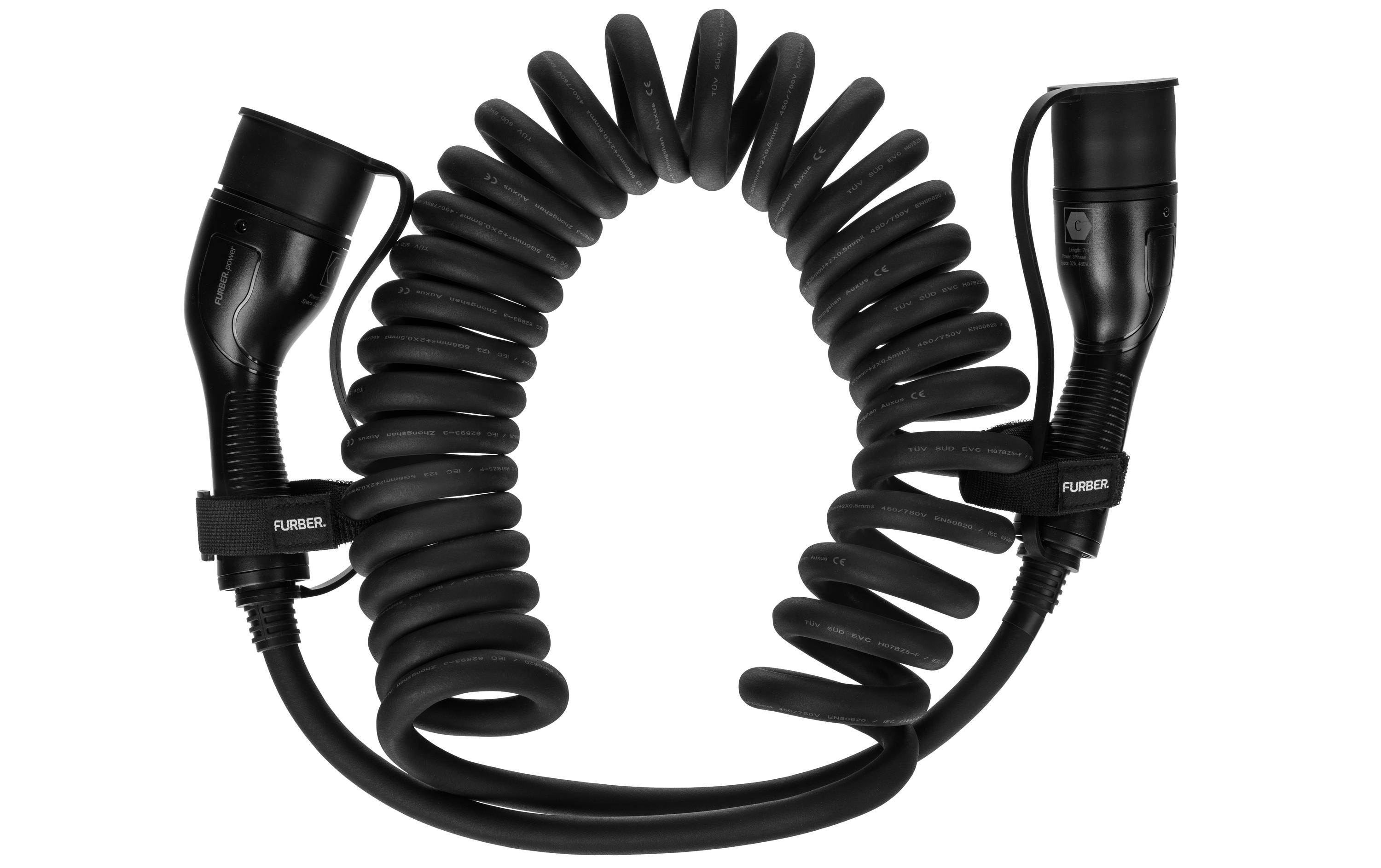 2004319 - Mediatech FURBER.power F.power EV-Ladekabel FREYJA 22kW 7m Spiral 480V, 32A, Spiralisiert kaufen | Mediatech.ch