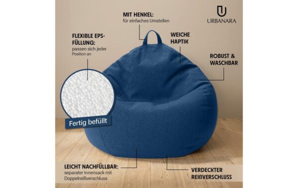 2005037_4 - Mediatech URBANARA Sitzsack 120l blau Basic-Comfort Waschbar