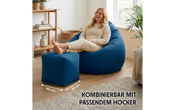 URBANARA Sitzsack 185l blau Basic-Comfort Waschbar