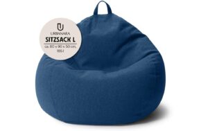 URBANARA Sitzsack 185l blau Basic-Comfort Waschbar