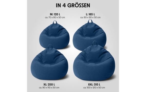 URBANARA Sitzsack 185l blau Basic-Comfort Waschbar