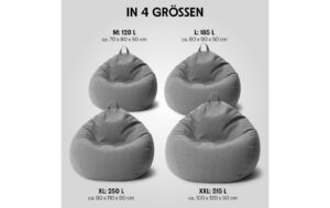 2005045_3 - Mediatech URBANARA Sitzsack 315l grau Basic-Comfort Waschbar