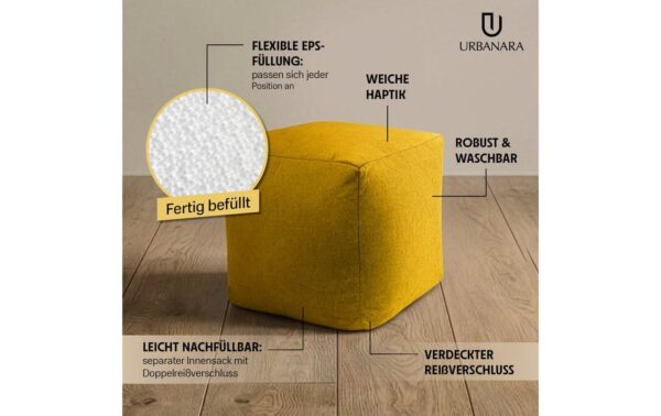 URBANARA Hocker 50l senfgelb mit Wäschesack
