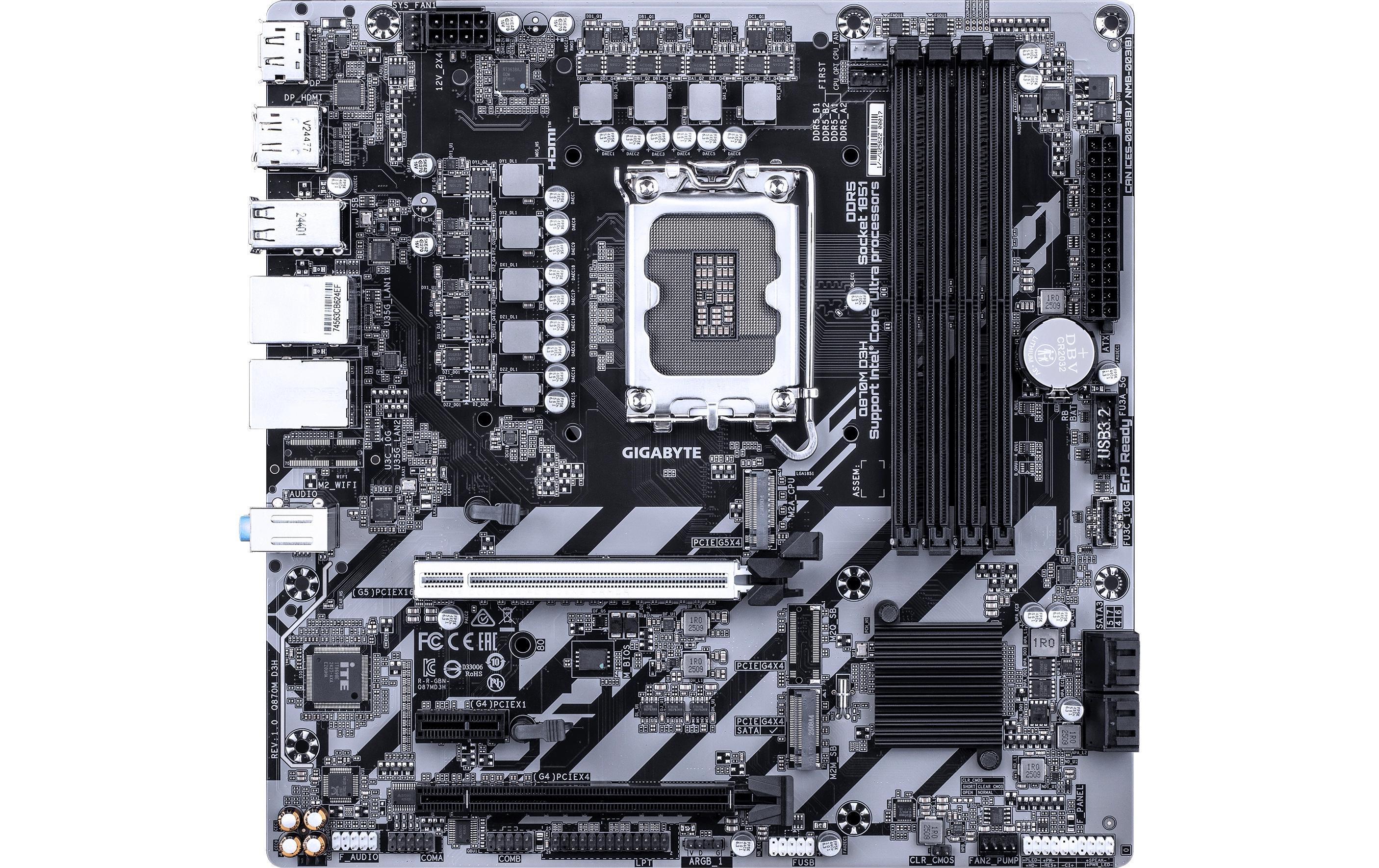 2015329_1 - Mediatech Gigabyte Q870M D3H, uATX LGA1851, Intel Q870, 2x DDR5, PCIe 5.0