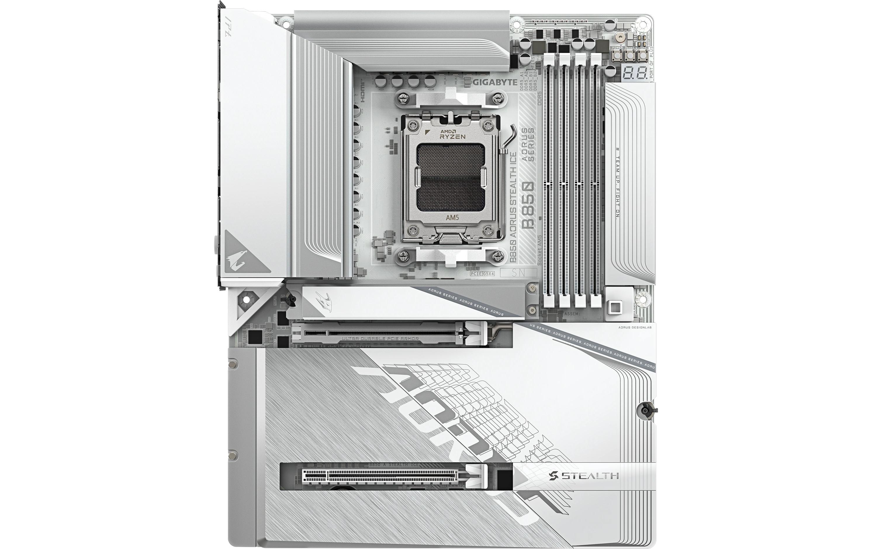 2015338_1 - Mediatech Gigabyte B850 AORUS STEALTH ICE, ATX AM5, AMD B850, 4x DDR5, WIFI 7
