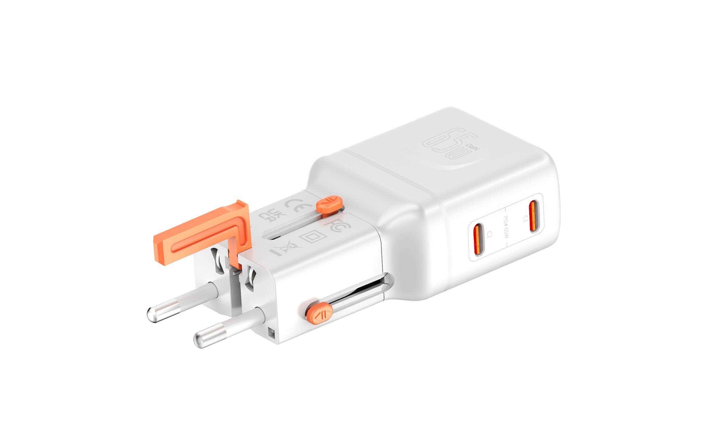 2015446_1 - Mediatech 4smarts Weltreiseadapter Nomad Pocket 65W GaN, 2C, Weiss
