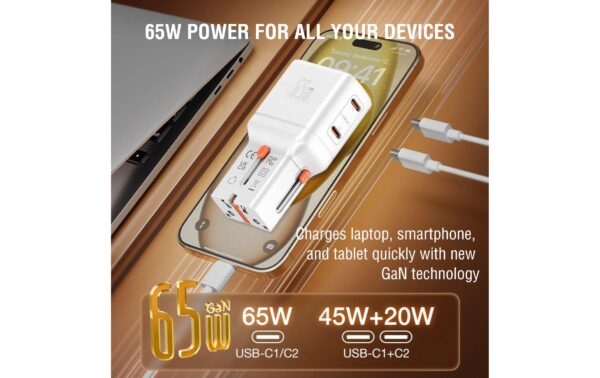 2015446_5 - Mediatech 4smarts Weltreiseadapter Nomad Pocket 65W GaN, 2C, Weiss