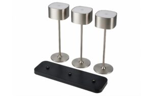 2023291_1 - Mediatech COCON Tischlampe Romantico, 3er set, Nickel mit 3er Ladestation, Farbe: Nickel, 1800mAh