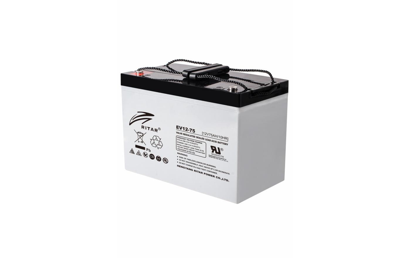 2024417 - Mediatech Ritar AGM-Batterie 12V 75Ah Antriebs- und Solarbatterie 260x167x235mm