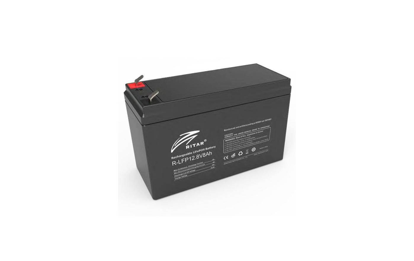 2024421 - Mediatech Ritar LiFePO4 Batterie 12,8V 8Ah 151 x 65 x 94mm