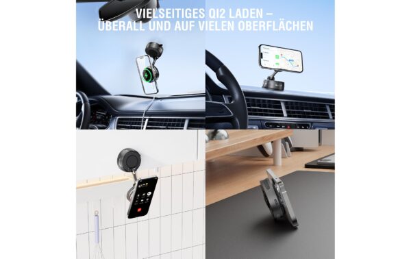 4smarts Qi2 25W MagSafe Ladegerät Kühlung, RGB, 360° Halterung, Spacegrau