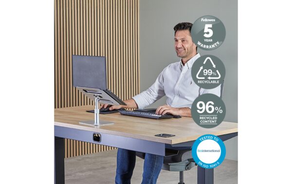 Fellowes LaptopStänder Alumia für den Tisch aus recyceltem Material, silver