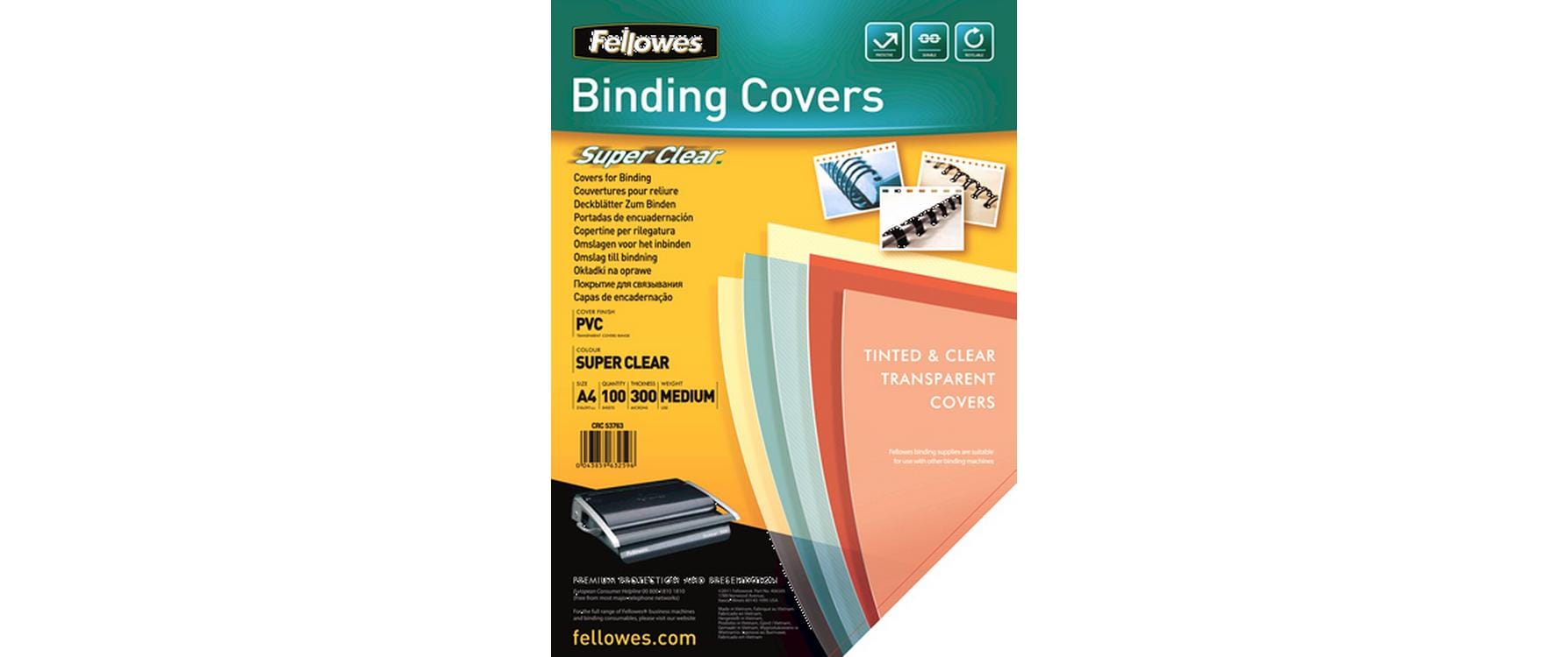 2028232 - Mediatech Fellowes Deckblatt Transparent,300 Micron 100 Stk., A4, recylkeltem PVC