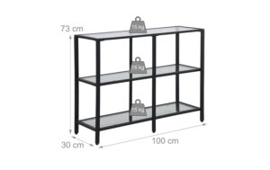 2029038_1 - Mediatech relaxdays Konsolentisch mit 3 Glasablagen Glas/Eisen
