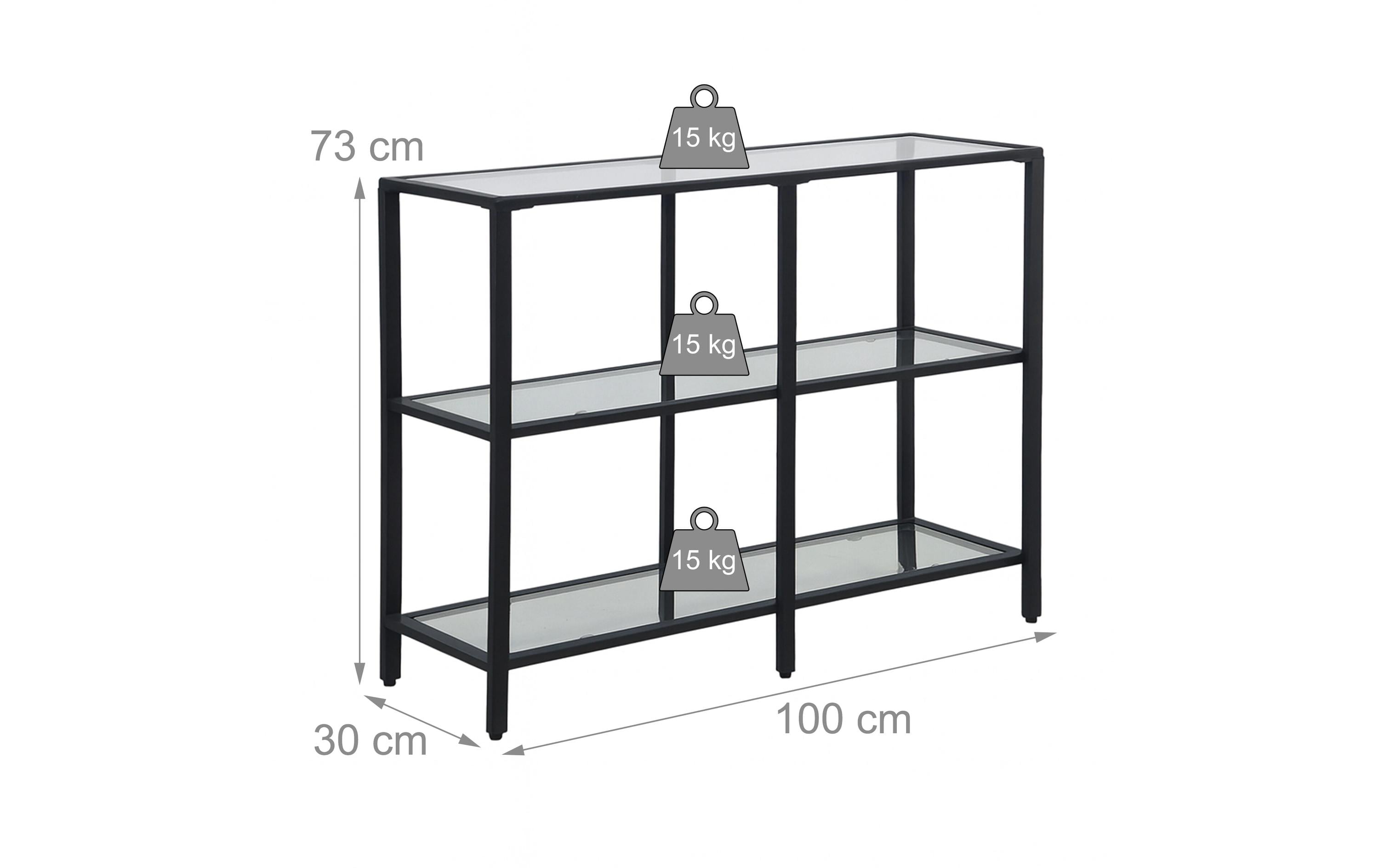 2029038_1 - Mediatech relaxdays Konsolentisch mit 3 Glasablagen Glas/Eisen