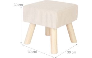 2029042_1 - Mediatech relaxdays Hocker Cord Quadratisch MDF, Kiefernholz, Beige
