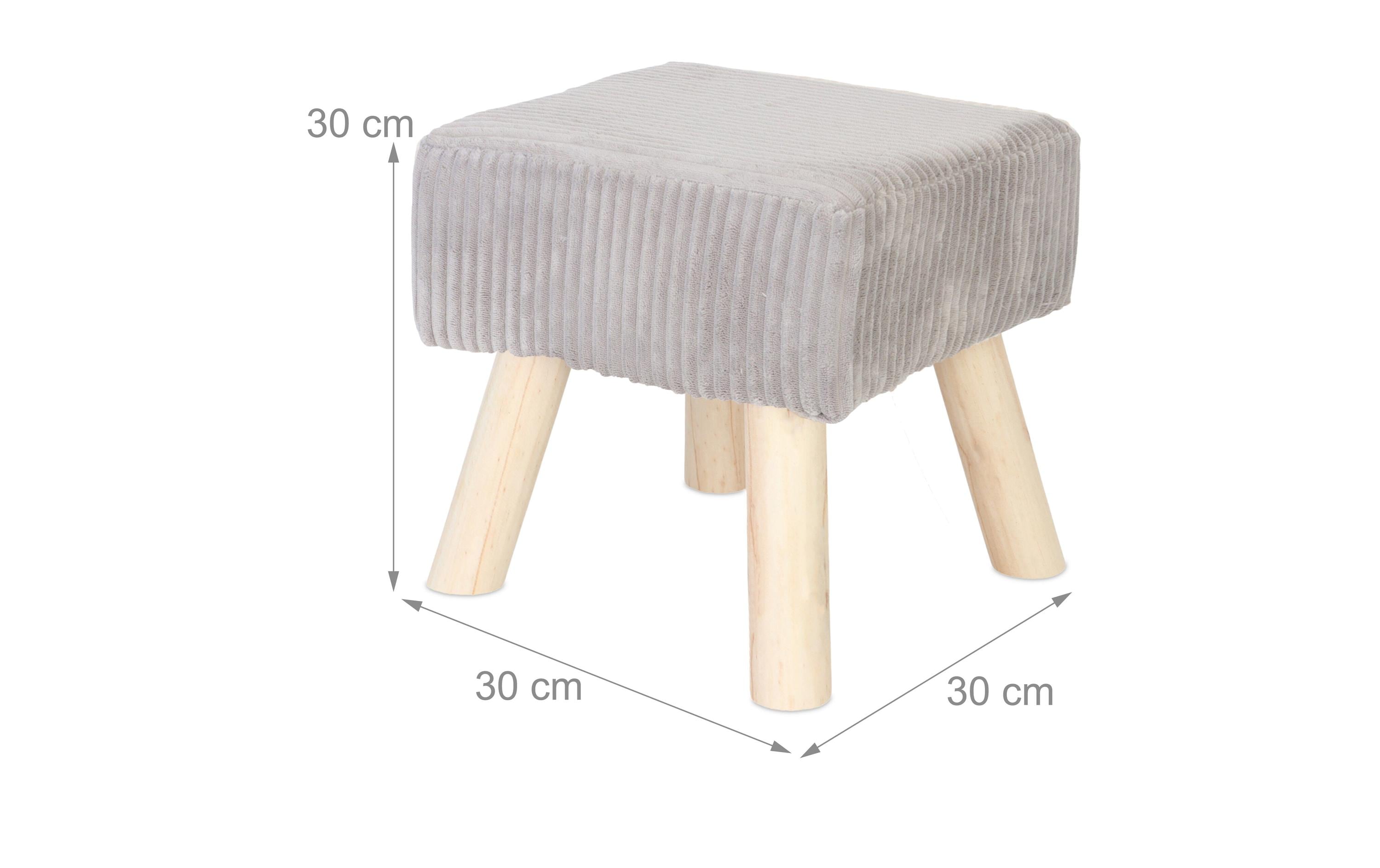 2029043_1 - Mediatech relaxdays Hocker Cord Quadratisch MDF, Kiefernholz, Grau