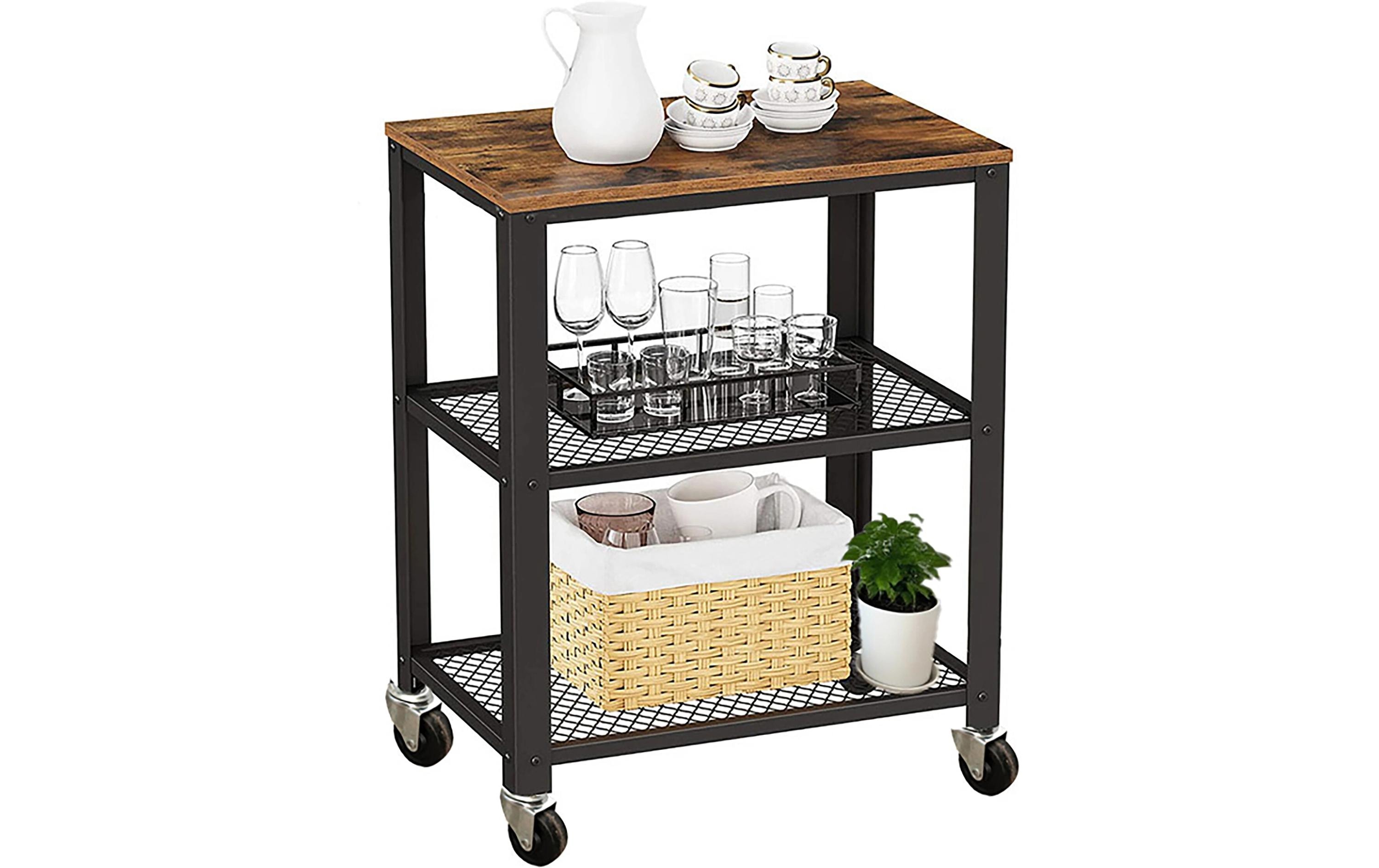 2029048 - Mediatech relaxdays Servierwagen mit 3 Ebenen Schwarz/Braun kaufen Schweiz | Mediatech.ch