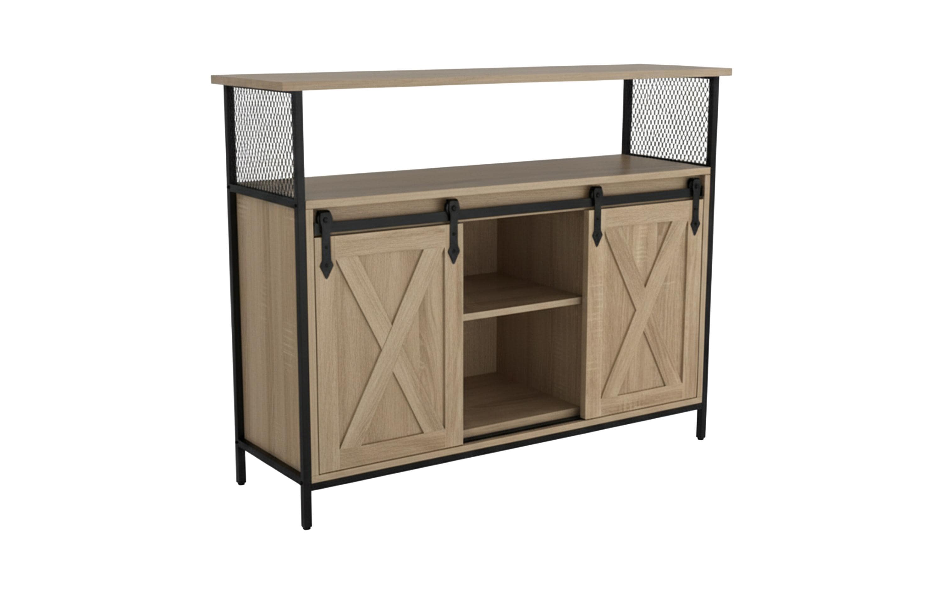 2029090 - Mediatech relaxdays Sideboard mit Schiebetüren MDF, China, Hellbraun kaufen Schweiz | Mediatech.ch