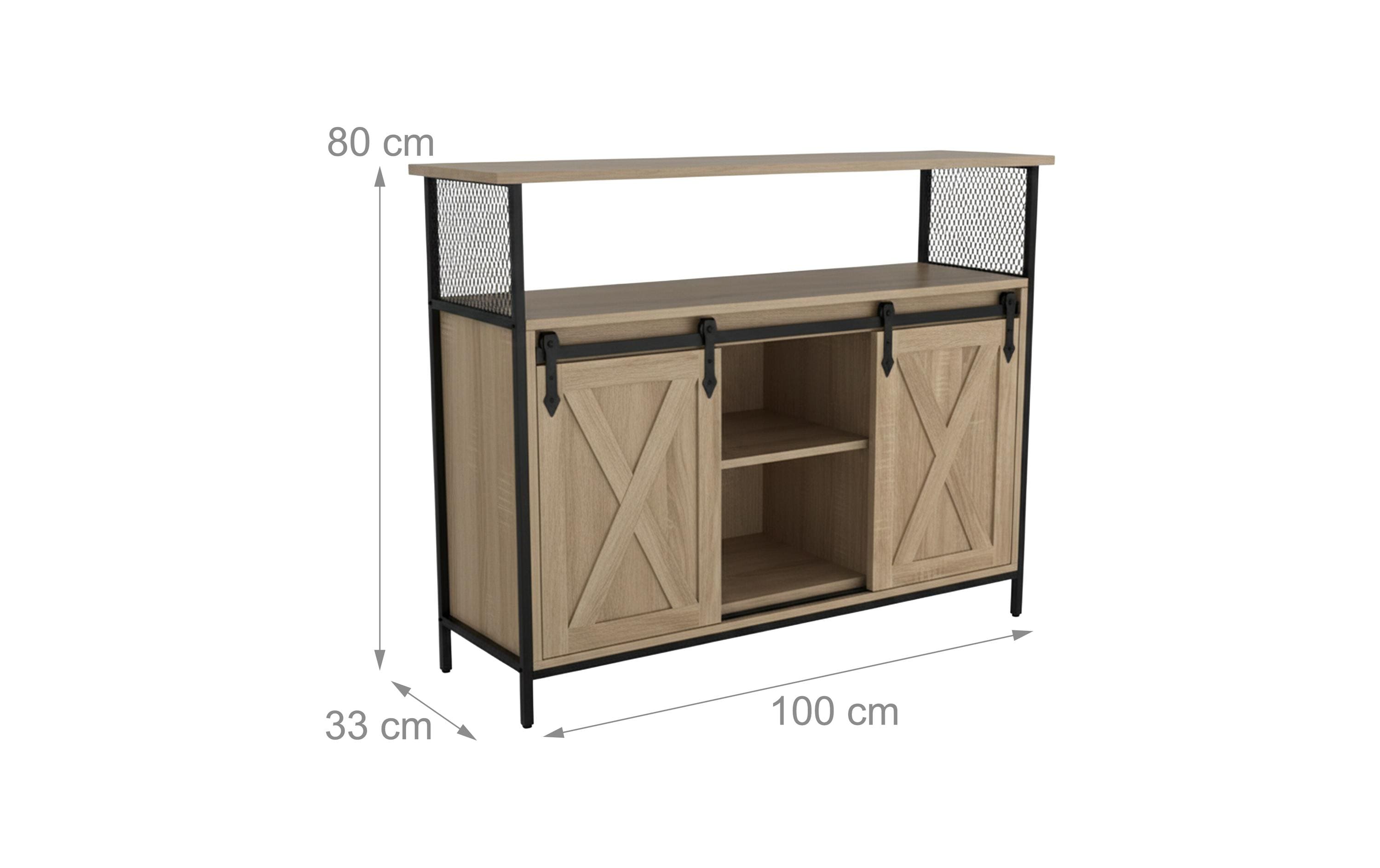 2029090_1 - Mediatech relaxdays Sideboard mit Schiebetüren MDF, China, Hellbraun