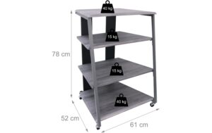 relaxdays Hifi Rack mit 4 Ablagen MDF, China, Grau