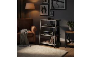 relaxdays Hifi Rack mit 4 Ablagen MDF, China, Grau