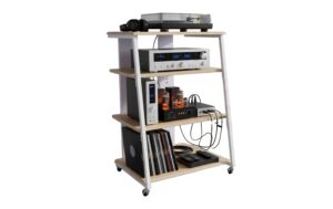 2029116 - Mediatech relaxdays Hifi Rack mit 4 Ablagen MDF, China, Hellbraun/Weiss kaufen Schweiz | Mediatech.ch