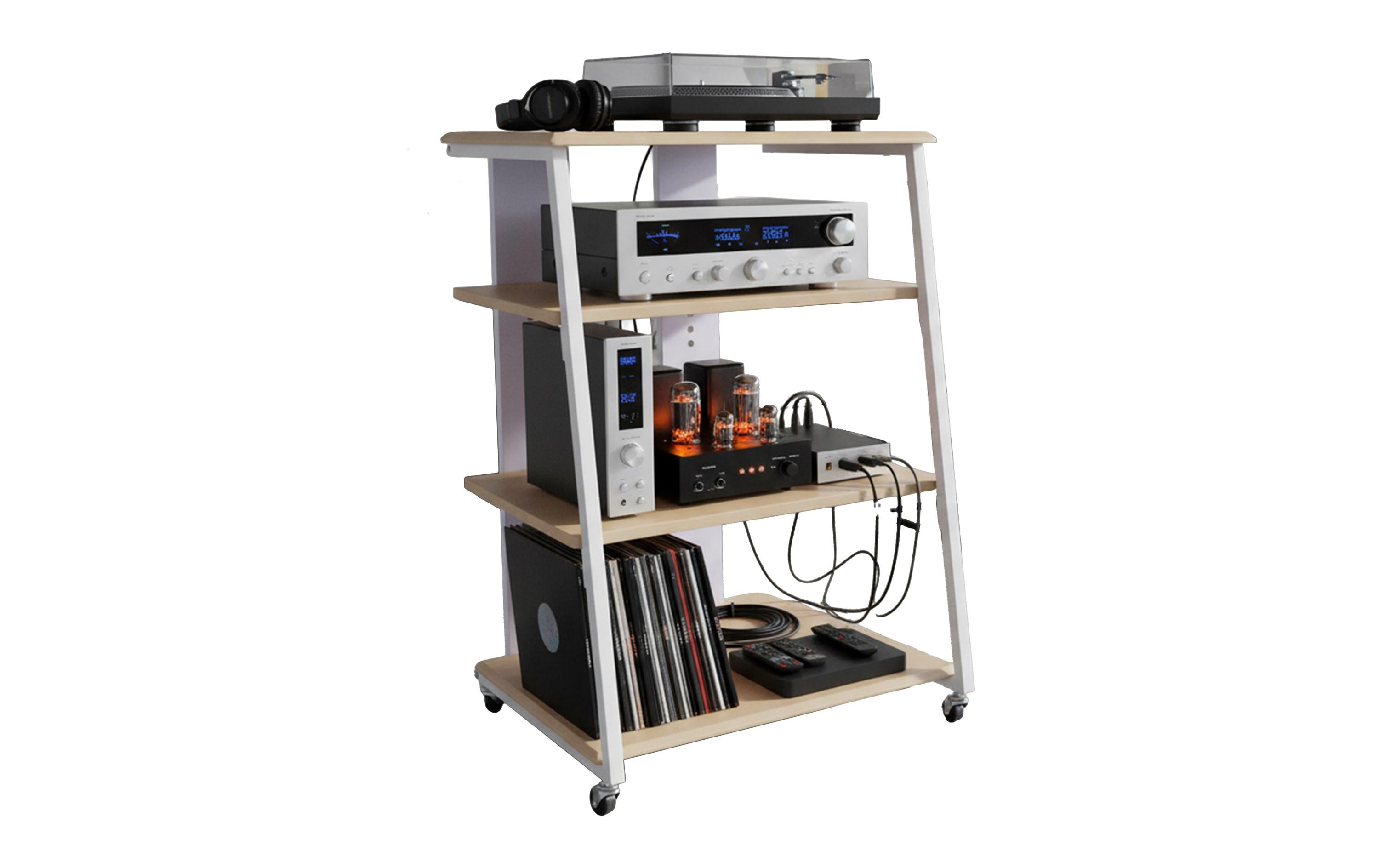 2029116 - Mediatech relaxdays Hifi Rack mit 4 Ablagen MDF, China, Hellbraun/Weiss kaufen Schweiz | Mediatech.ch