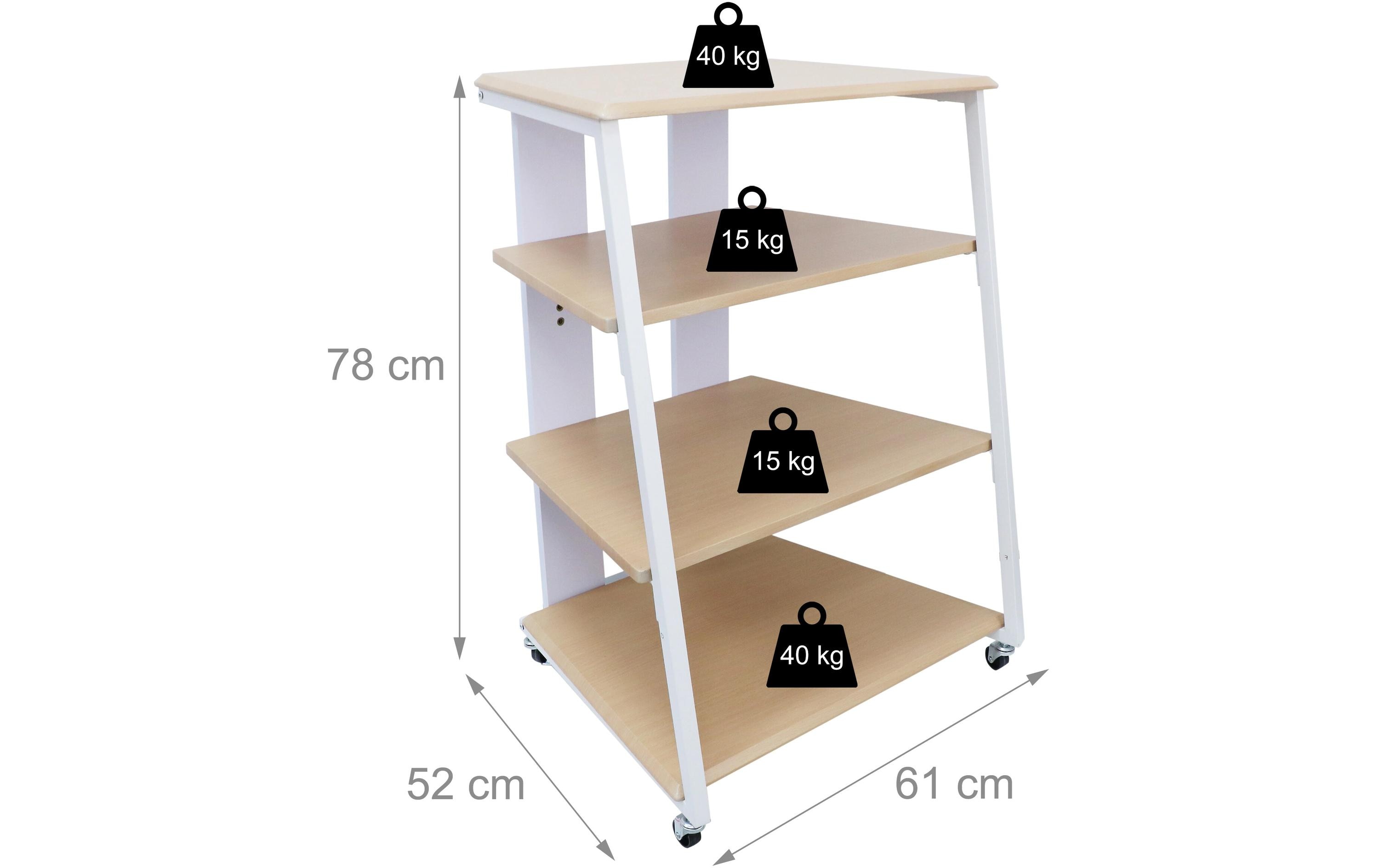 2029116_1 - Mediatech relaxdays Hifi Rack mit 4 Ablagen MDF, China, Hellbraun/Weiss