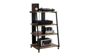 relaxdays Hifi Rack mit 4 Ablagen MDF, China, Braun/Schwarz kaufen Schweiz | Mediatech.ch