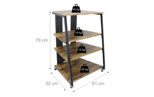 relaxdays Hifi Rack mit 4 Ablagen MDF, China, Braun/Schwarz