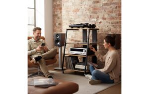 relaxdays Hifi Rack mit 4 Ablagen MDF, China, Braun/Schwarz