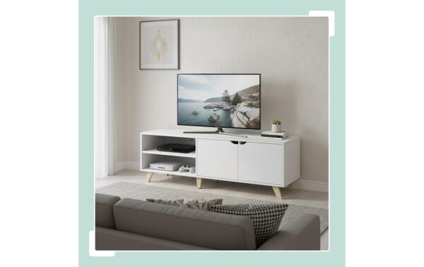 relaxdays TV-Möbel mit 6 Fächer MDF, China, Weiss
