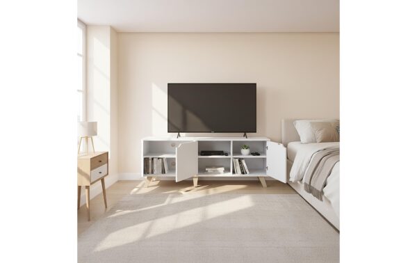 relaxdays TV-Möbel mit 6 Fächer MDF, China, Weiss