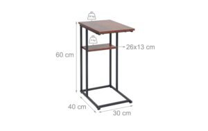 relaxdays  Beistelltisch mit 2 Ablagen Schwarz/Braun