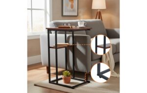 relaxdays  Beistelltisch mit 2 Ablagen Schwarz/Braun