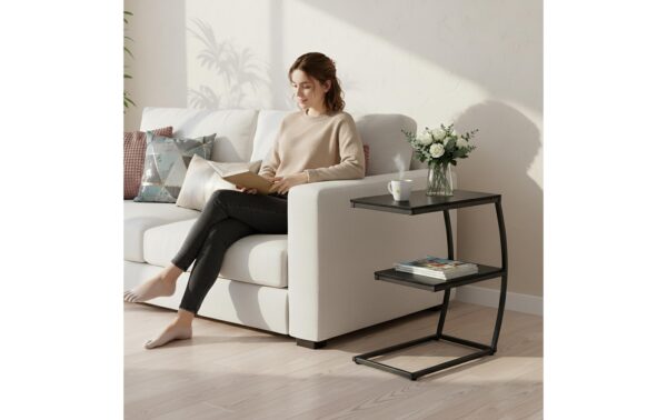 relaxdays Beistelltisch in C-Form Schwarz