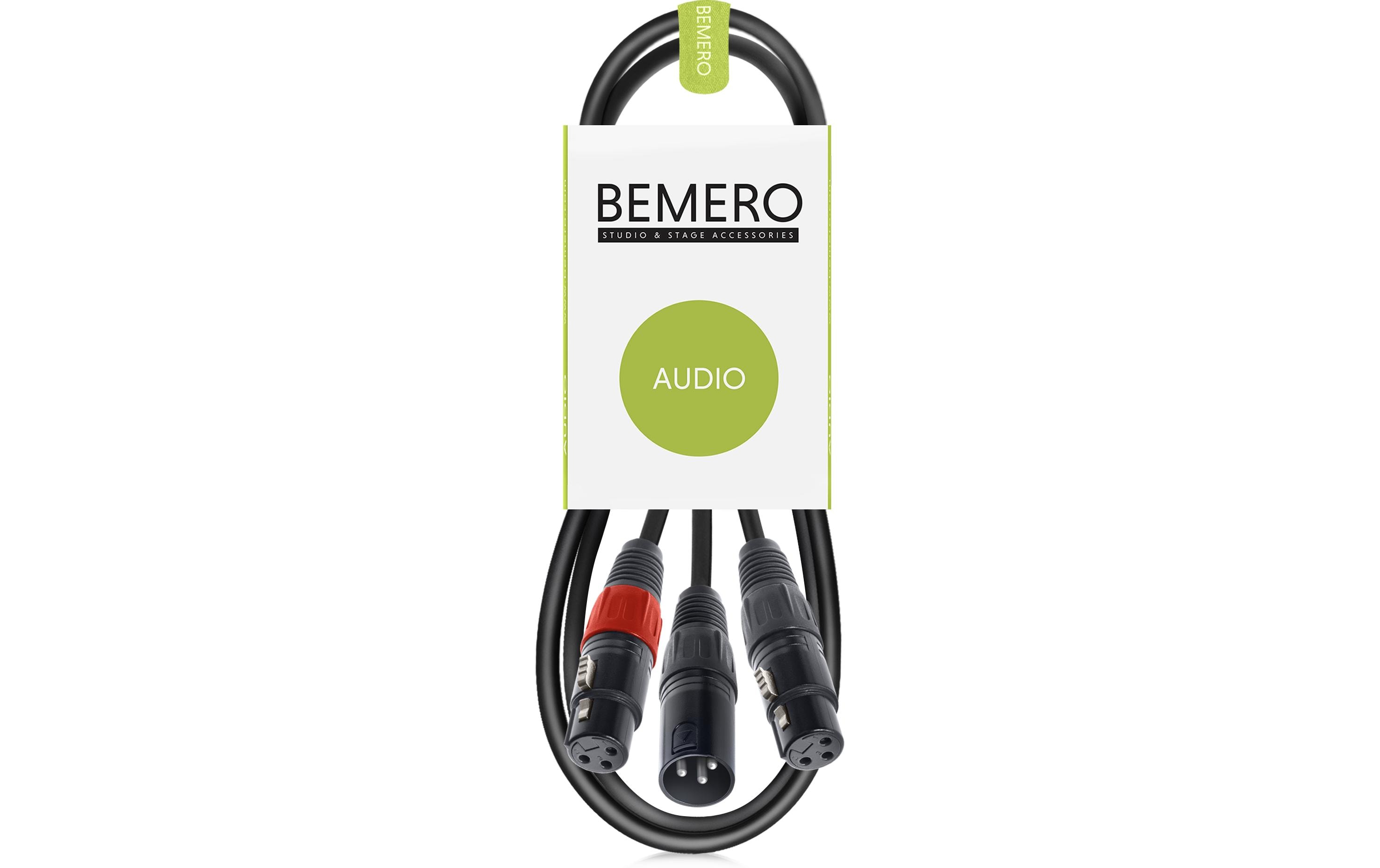 2031942 - Mediatech Bemero BAC4142-75BK XLRm - 2x XLRf 0.75m Y-Adapterkabel, schwarz, M-Serie kaufen Schweiz | Mediatech.ch